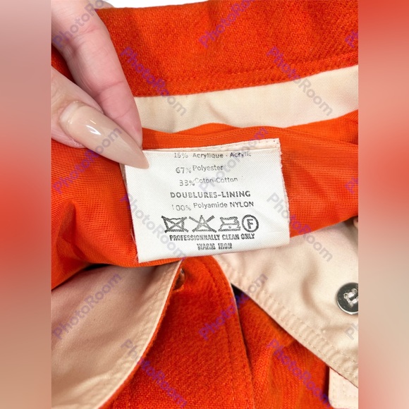 COURREGES Paris Hyperbole Vintage 1970’s Orange Wool Jacket Collared Outerwear - Picture 12 of 15